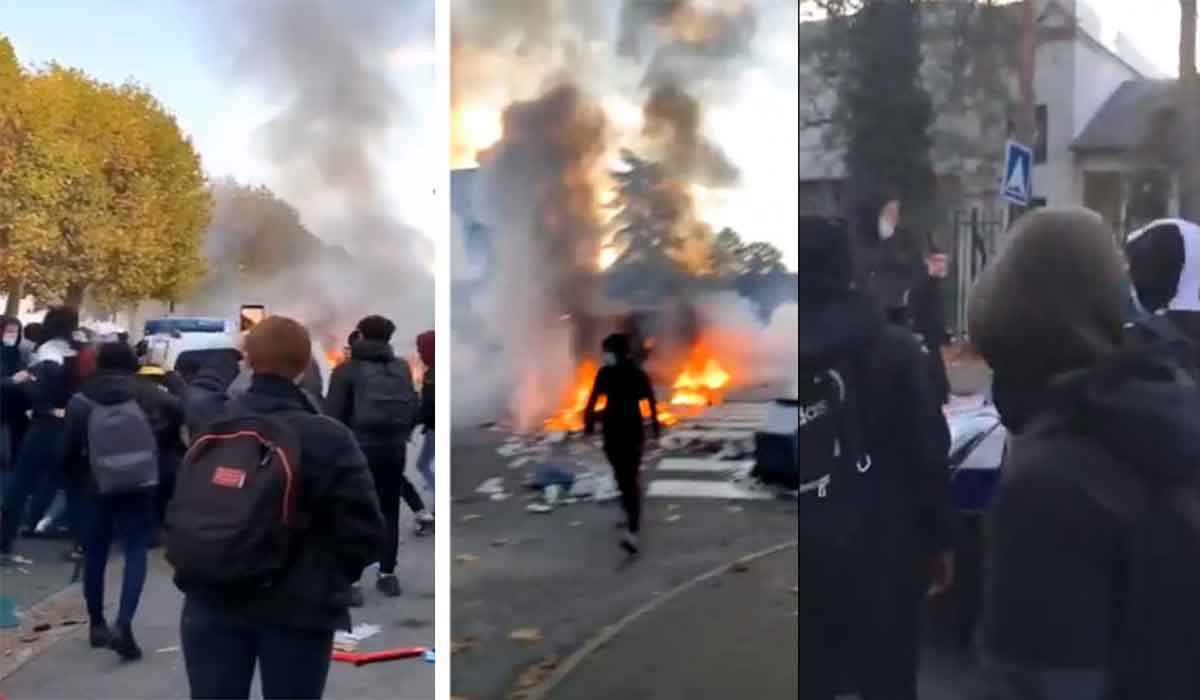 Violente in Franta din cauza scolilor deschise. Elevii s-au napustit asupra masinilor politiei si au atacat fortele de ordine