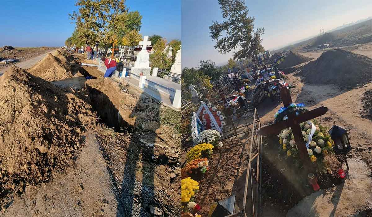 Imagini cutremuratoare din cimitirul orasului Slobozia. Gropari depasiti de situatie: “Vom ajunge sa ne plangem cu totii rudele si prietenii”